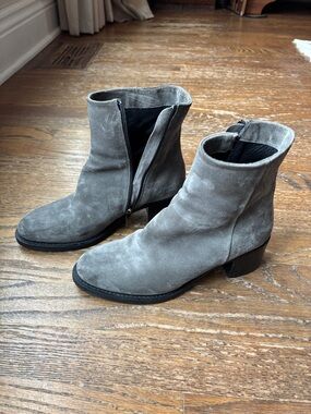 Green Suede Women's Ankle Booties with Side Zip